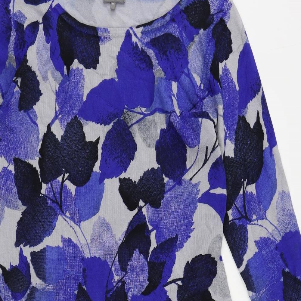 Phase Eight Womens Blue Geometric Viscose Jumper Dress Size 14 Boat Neck Pullover