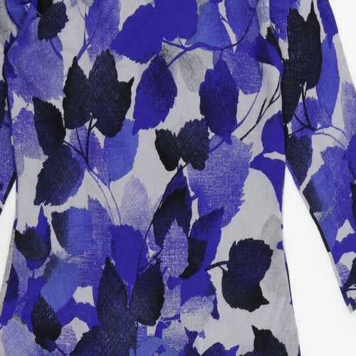 Phase Eight Womens Blue Geometric Viscose Jumper Dress Size 14 Boat Neck Pullover