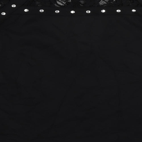 Julien Macdonald Womens Black Viscose Basic Blouse Size 8 Round Neck - Lace Sleeves