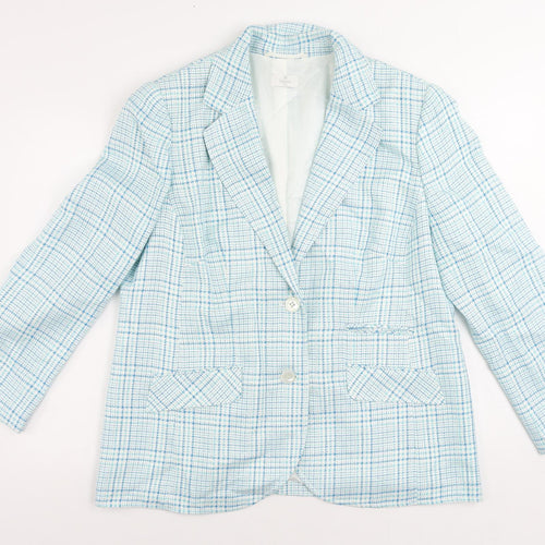 Elégance Womens Blue Plaid Jacket Blazer Size 20 Button