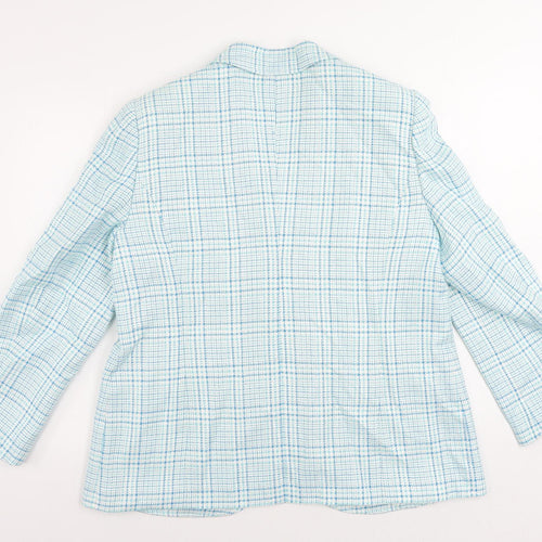 Elégance Womens Blue Plaid Jacket Blazer Size 20 Button