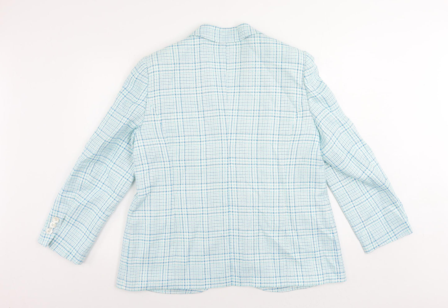 Elégance Womens Blue Plaid Jacket Blazer Size 20 Button