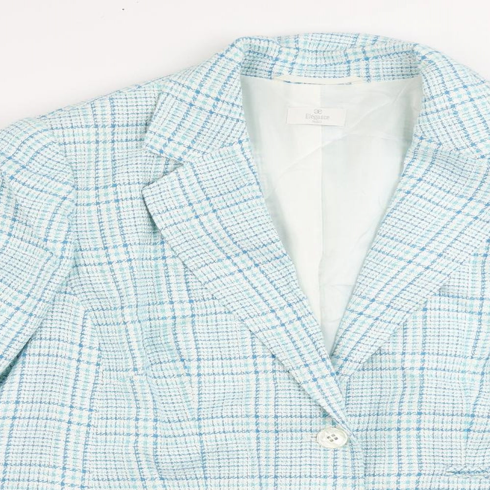 Elégance Womens Blue Plaid Jacket Blazer Size 20 Button