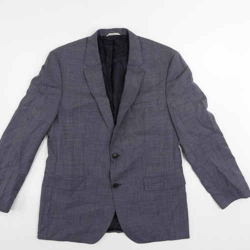 HUGO BOSS Mens Blue Geometric Wool Jacket Suit Jacket Size 42 Regular