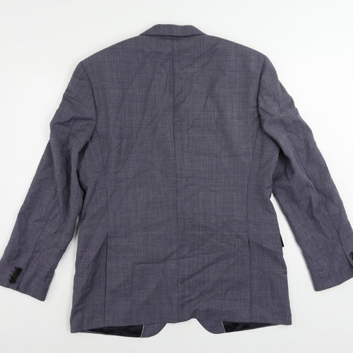 HUGO BOSS Mens Blue Geometric Wool Jacket Suit Jacket Size 42 Regular