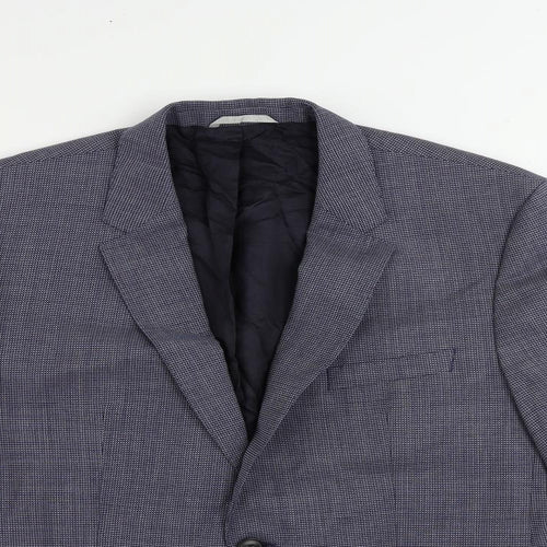 HUGO BOSS Mens Blue Geometric Wool Jacket Suit Jacket Size 42 Regular