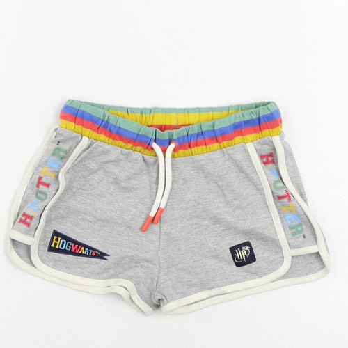 Marks and Spencer Girls Grey Cotton Sweat Shorts Size 6-7 Years Regular Drawstring - Harry Potter