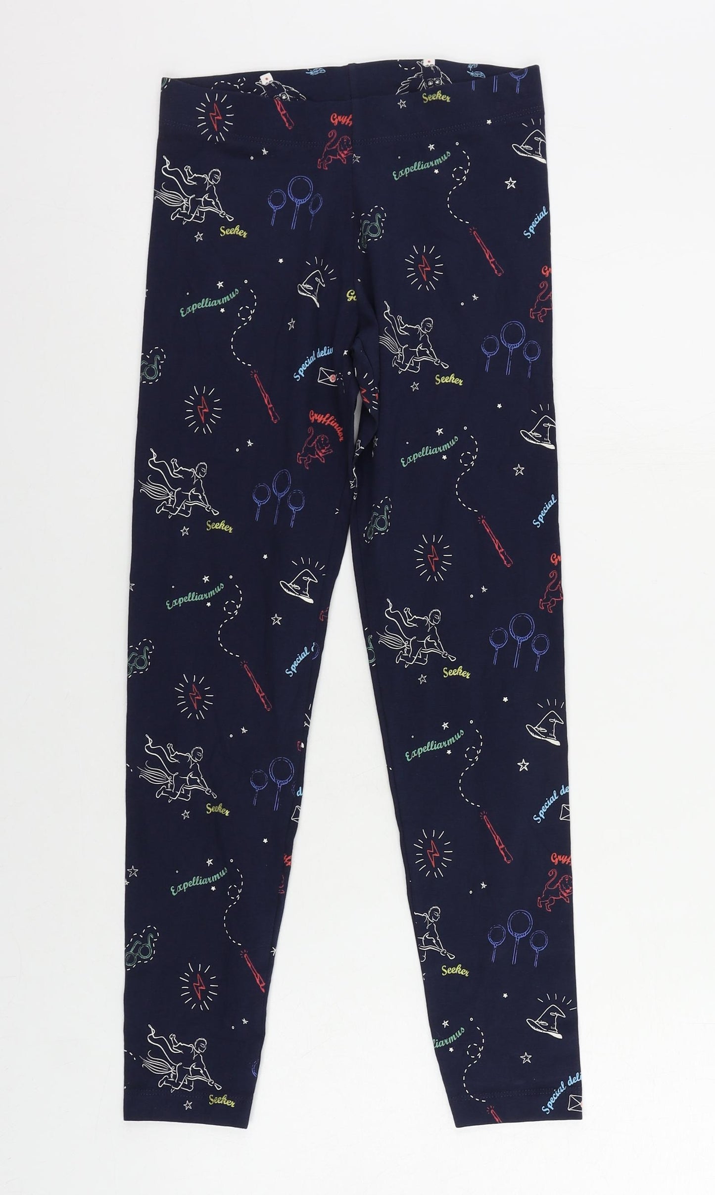 Marks and Spencer Girls Blue Geometric Cotton Jogger Trousers Size 12-13 Years Regular - Harry Potter Leggings
