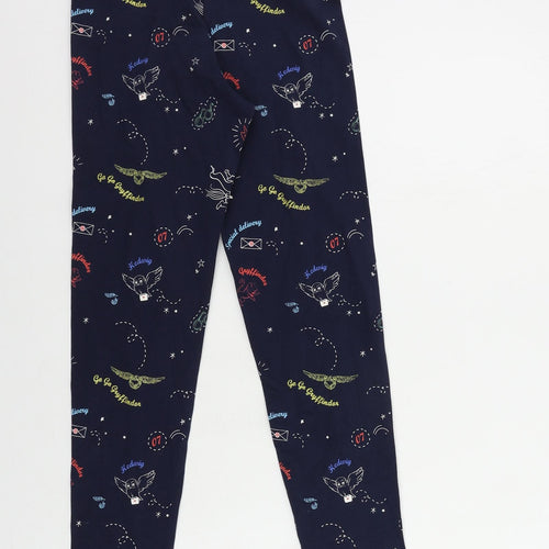 Marks and Spencer Girls Blue Geometric Cotton Jogger Trousers Size 12-13 Years Regular - Harry Potter Leggings