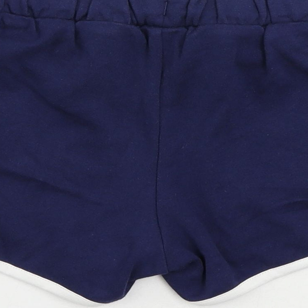 Marks and Spencer Girls Blue Cotton Sweat Shorts Size 5-6 Years Regular Drawstring - Contrasting Trim