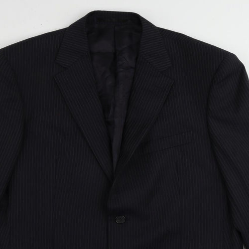 Autograph Mens Blue Striped Wool Jacket Suit Jacket Size 40 Regular