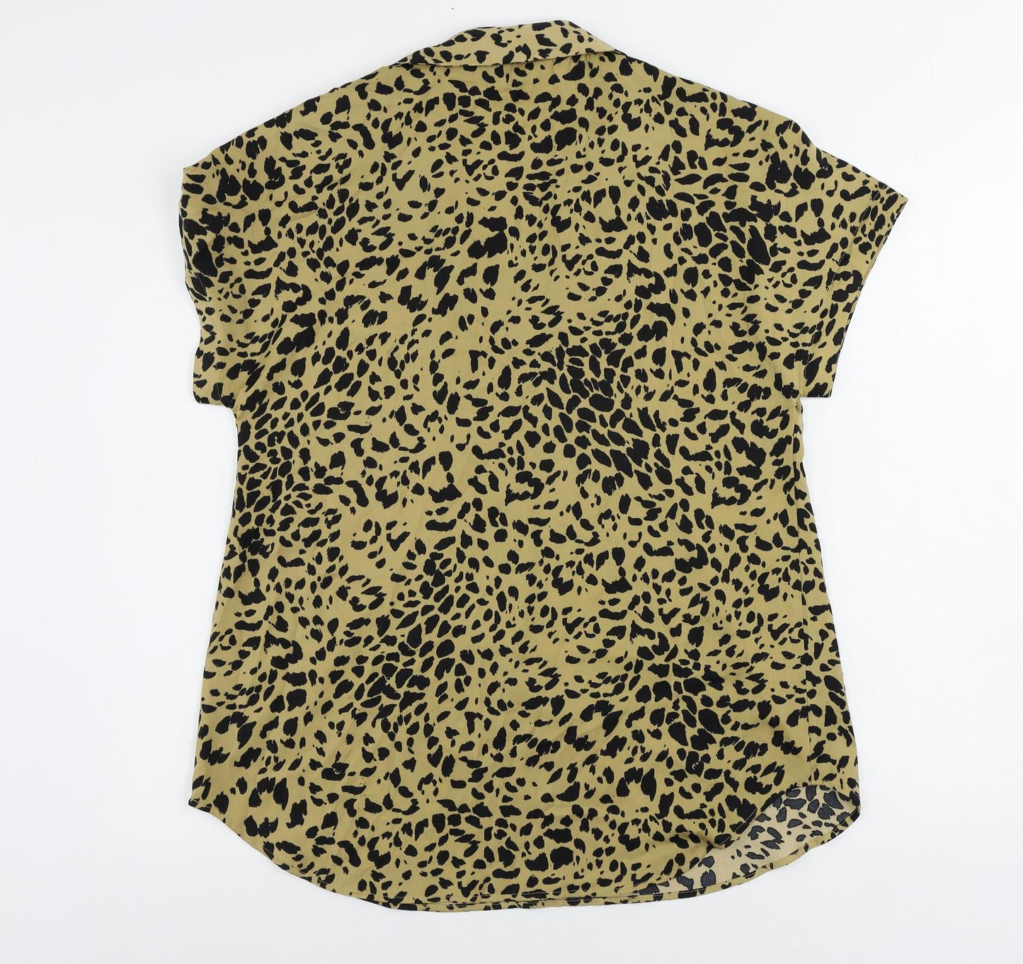 Marks and Spencer Womens Brown Animal Print Polyester Tunic Blouse Size 8 Collared