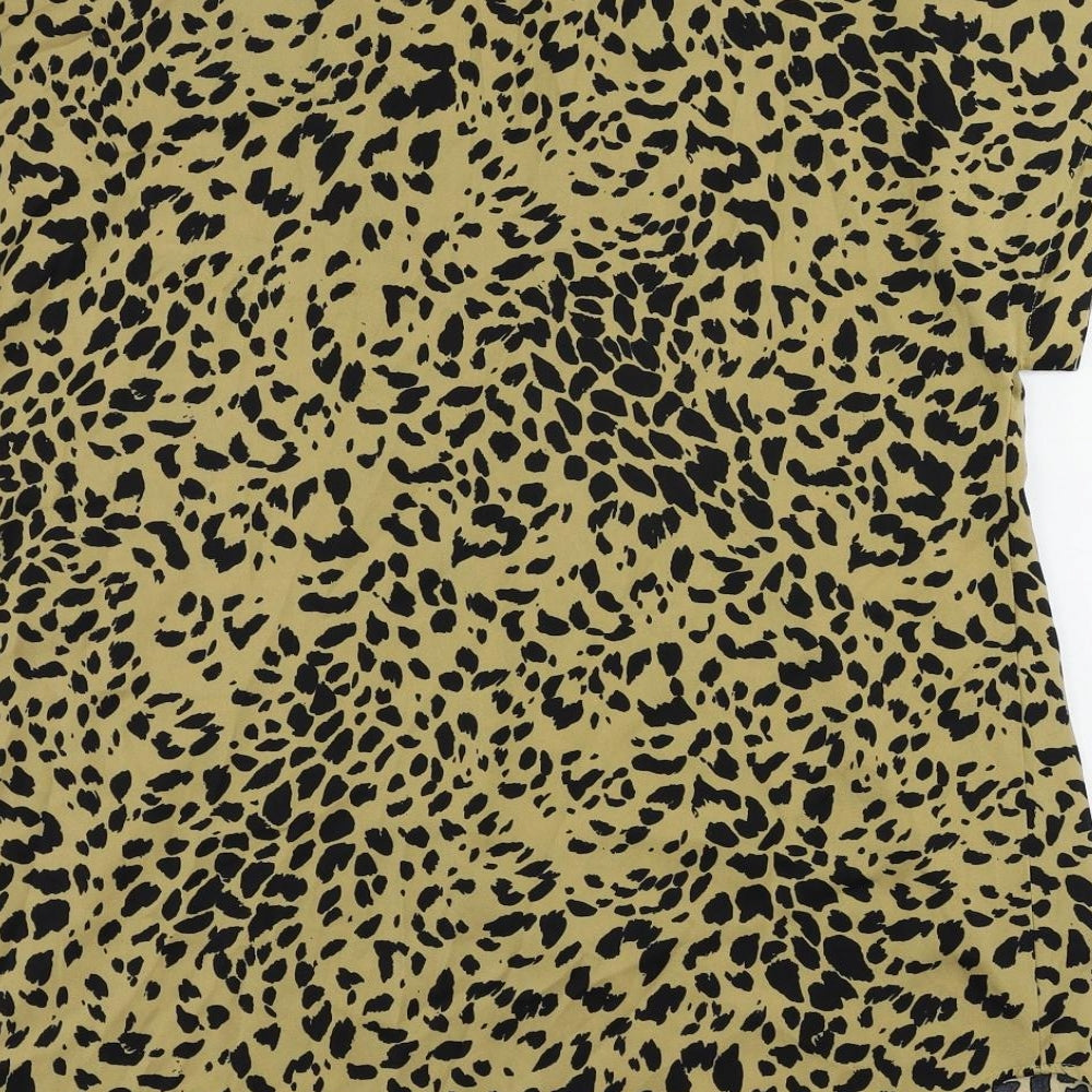 Marks and Spencer Womens Brown Animal Print Polyester Tunic Blouse Size 8 Collared