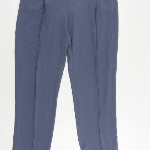 Marks and Spencer Womens Blue Polyester Trousers Size 12 L29 in Regular - Zipped Pockets