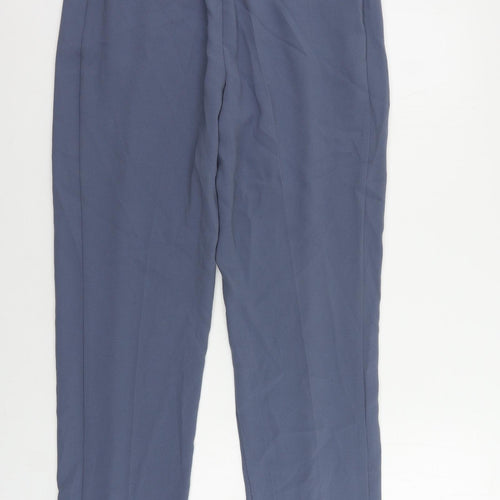 Marks and Spencer Womens Blue Polyester Trousers Size 12 L29 in Regular - Zipped Pockets