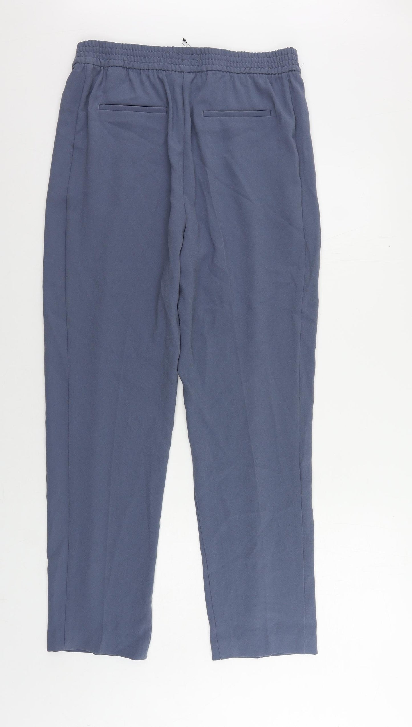 Marks and Spencer Womens Blue Polyester Trousers Size 12 L29 in Regular - Zipped Pockets