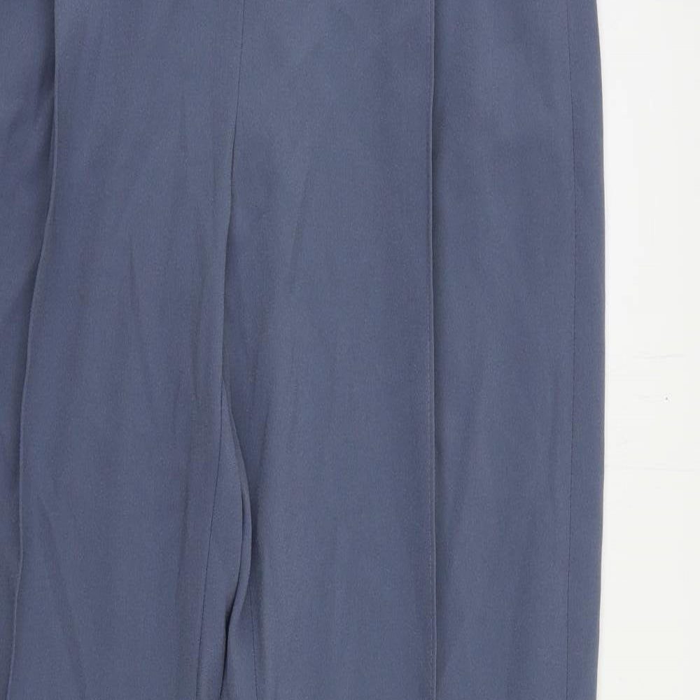Marks and Spencer Womens Blue Polyester Trousers Size 12 L29 in Regular - Zipped Pockets