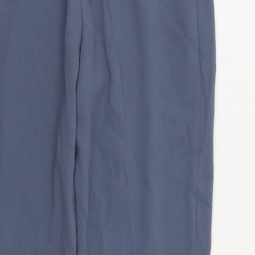 Marks and Spencer Womens Blue Polyester Trousers Size 12 L29 in Regular - Zipped Pockets