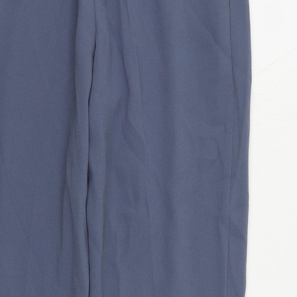 Marks and Spencer Womens Blue Polyester Trousers Size 12 L29 in Regular - Zipped Pockets
