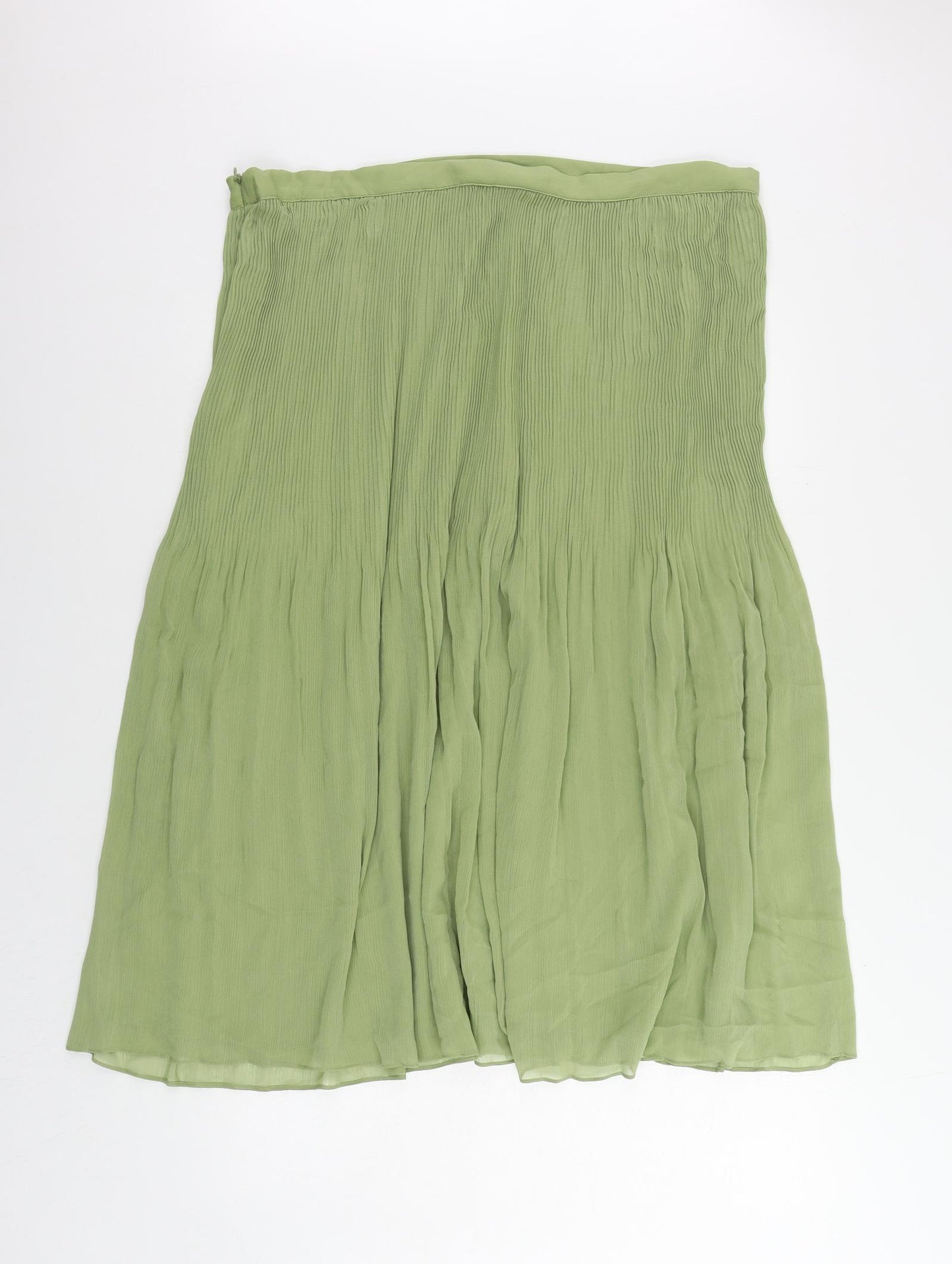 Marks and Spencer Womens Green Polyester Pleated Skirt Size 20 Zip