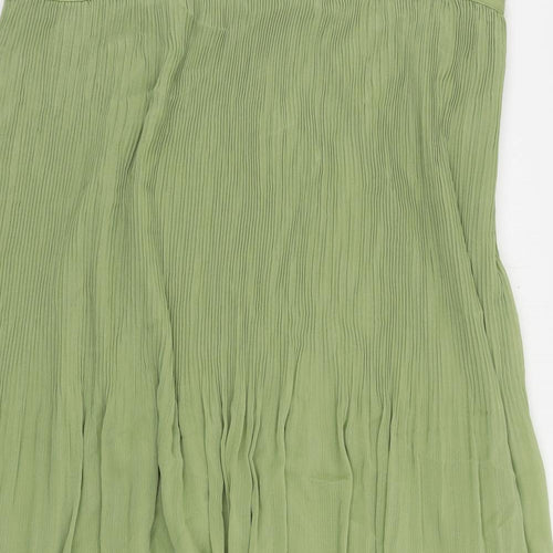 Marks and Spencer Womens Green Polyester Pleated Skirt Size 20 Zip
