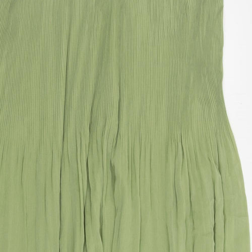 Marks and Spencer Womens Green Polyester Pleated Skirt Size 20 Zip