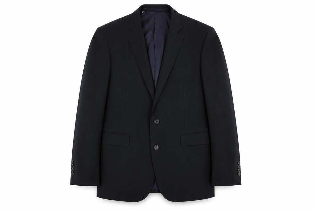 Front view of Cerruti men’s blue wool jacket suit jacket, size 40, regular