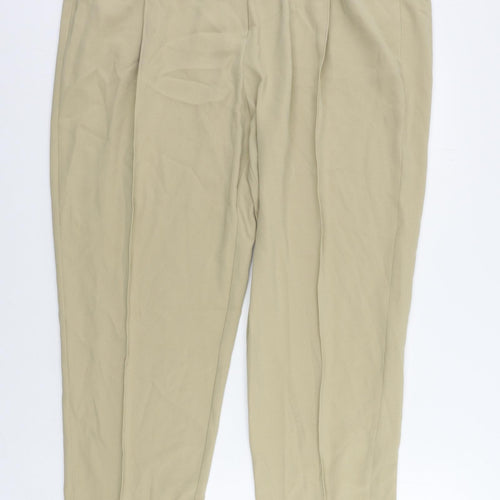 Marks and Spencer Womens Beige Polyester Trousers Size 20 L26 in Regular - Zipped Pockets
