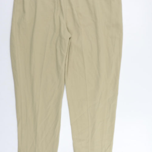 Marks and Spencer Womens Beige Polyester Trousers Size 20 L26 in Regular - Zipped Pockets