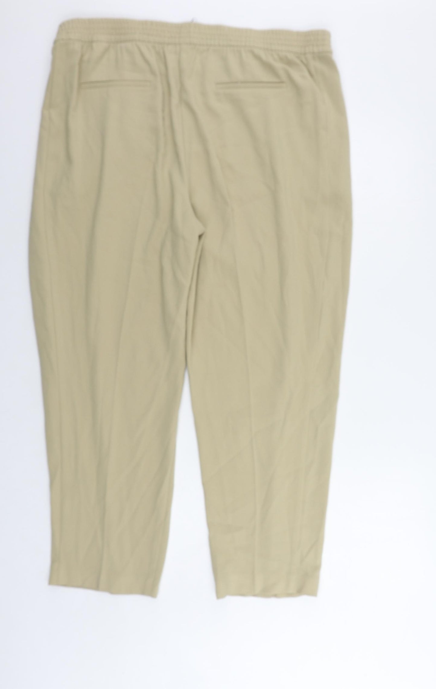 Marks and Spencer Womens Beige Polyester Trousers Size 20 L26 in Regular - Zipped Pockets