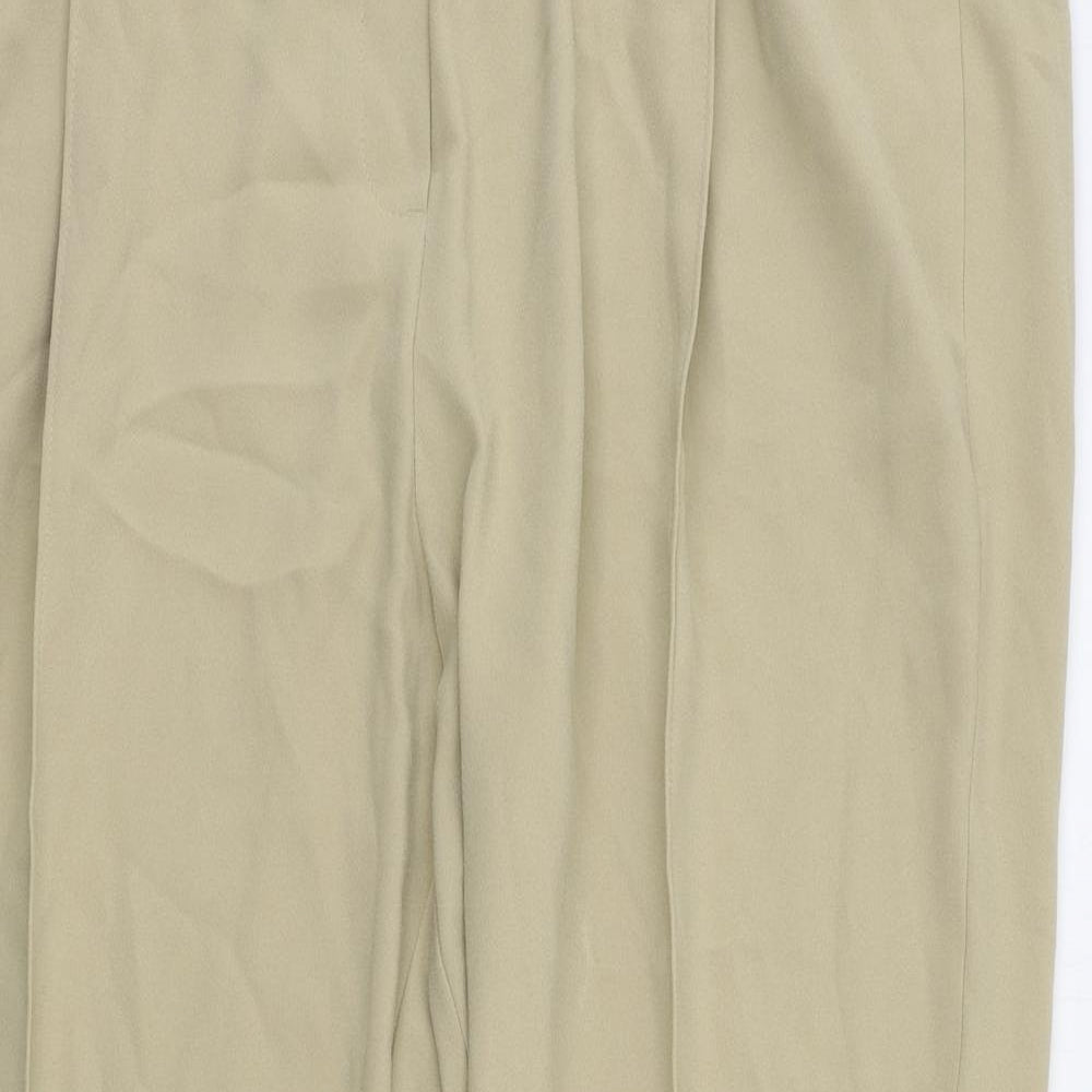 Marks and Spencer Womens Beige Polyester Trousers Size 20 L26 in Regular - Zipped Pockets