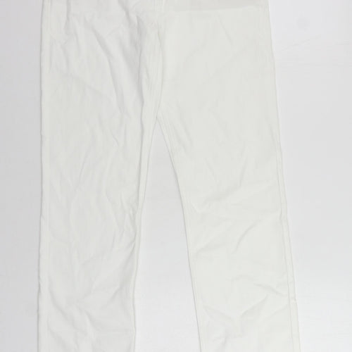 Per Una Womens White Cotton Trousers Size 10 L32 in Regular Zip