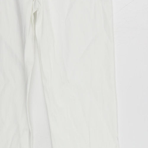 Per Una Womens White Cotton Trousers Size 10 L32 in Regular Zip
