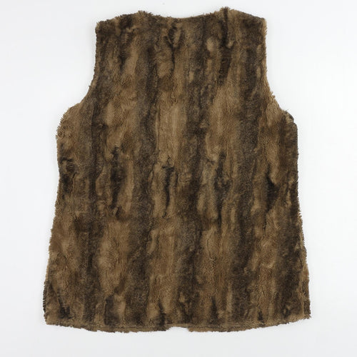 NEXT Womens Brown Jacket Waistcoat Size 16 Hook & Eye - Faux Fur
