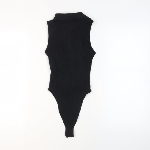 Zara Womens Black Cotton Bodysuit One-Piece Size S Button