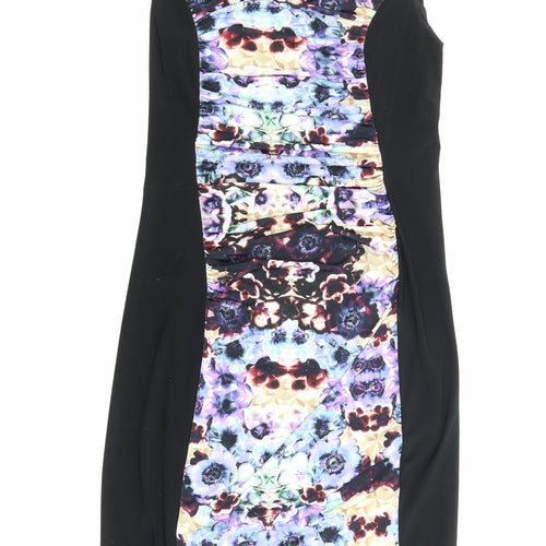 Phase Eight Womens Black Floral Polyester Shift Size 12 Boat Neck Zip