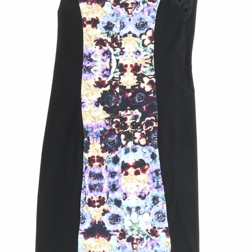Phase Eight Womens Black Floral Polyester Shift Size 12 Boat Neck Zip