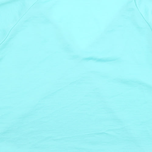 la vie 89 Womens Green Polyester Basic Blouse Size M V-Neck