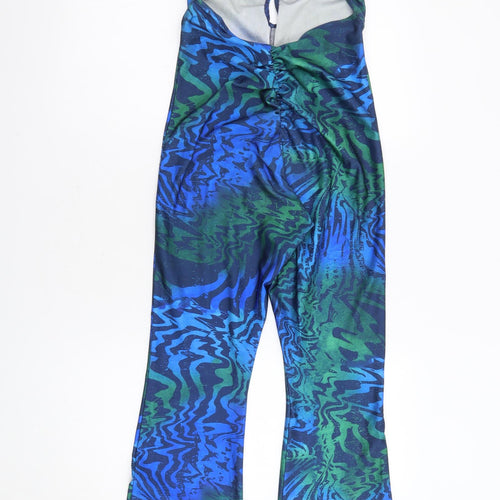 Urban Outfitters Womens Blue Geometric Polyester Jumpsuit One-Piece Size S L34 in Pullover - Cut Out