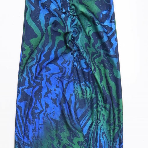 Urban Outfitters Womens Blue Geometric Polyester Jumpsuit One-Piece Size S L34 in Pullover - Cut Out