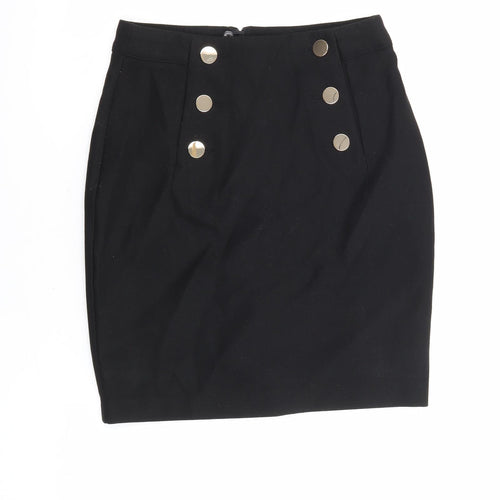 H&M Womens Black Polyester Bandage Skirt Size 8 Zip