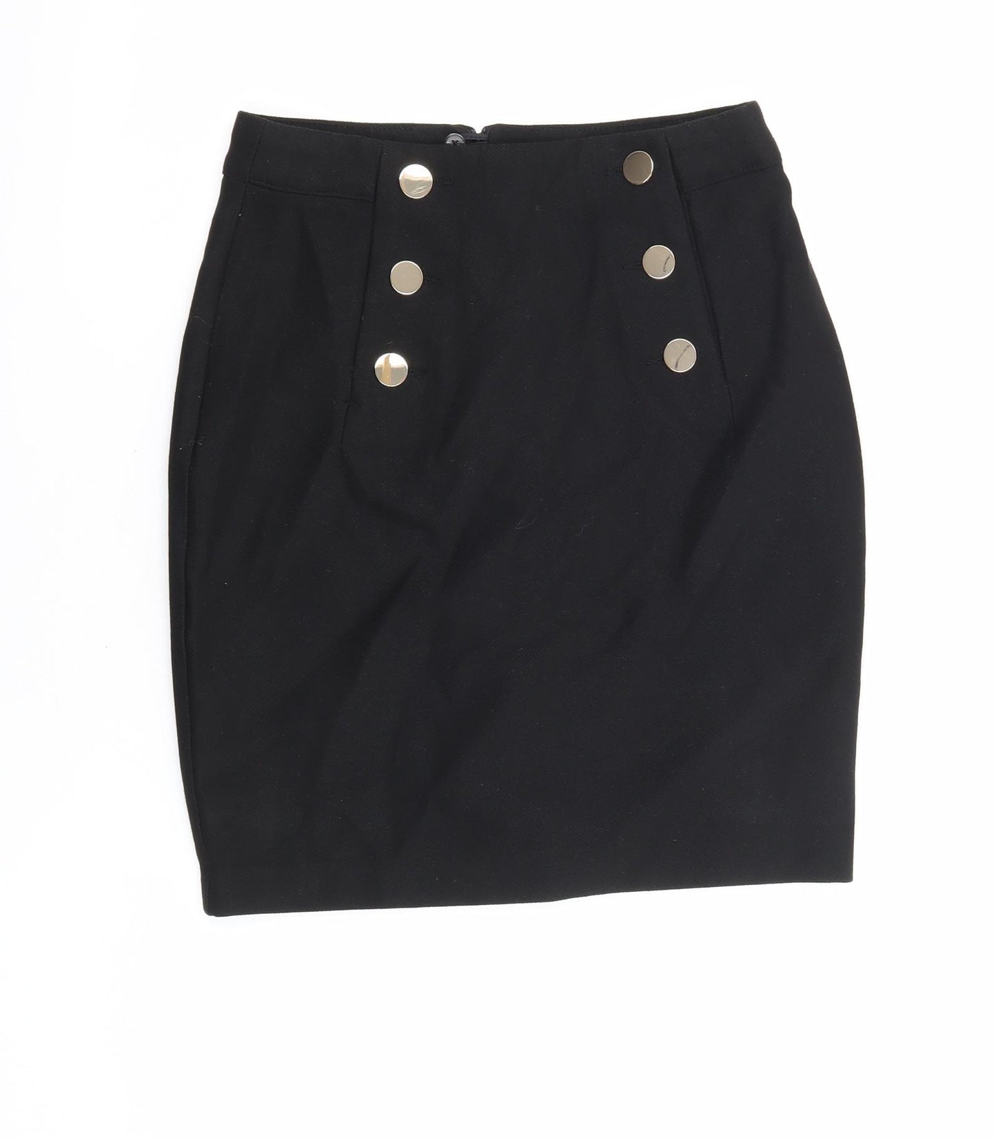 H&M Womens Black Polyester Bandage Skirt Size 8 Zip