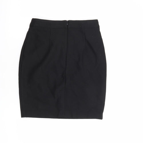 H&M Womens Black Polyester Bandage Skirt Size 8 Zip