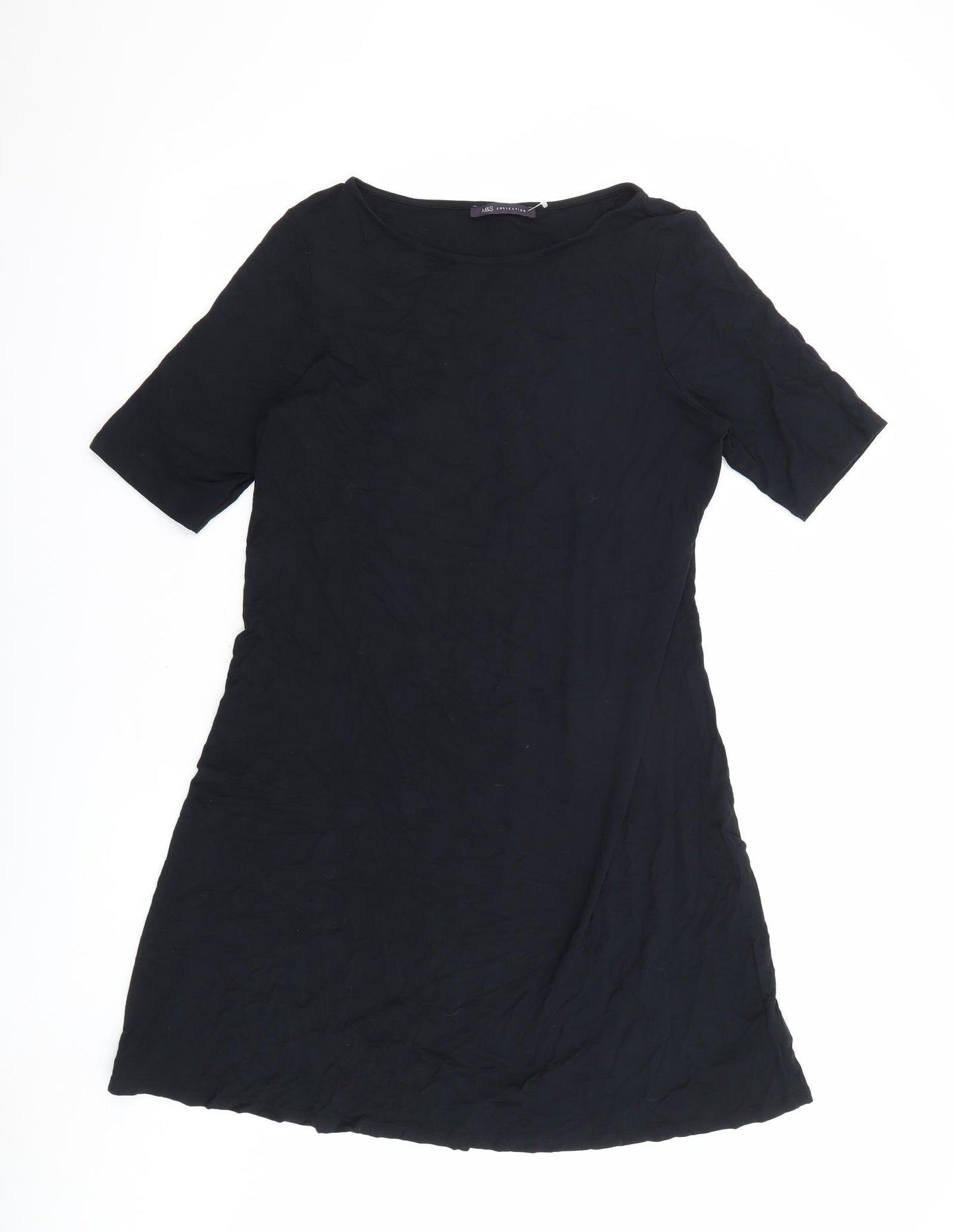 Marks and Spencer Womens Black Viscose A-Line Size 16 Boat Neck Magnetic