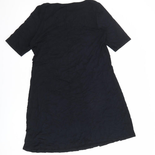Marks and Spencer Womens Black Viscose A-Line Size 16 Boat Neck Magnetic
