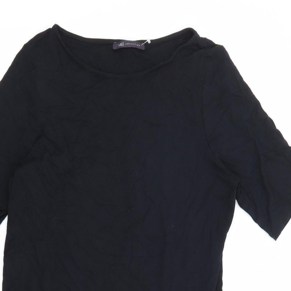 Marks and Spencer Womens Black Viscose A-Line Size 16 Boat Neck Magnetic