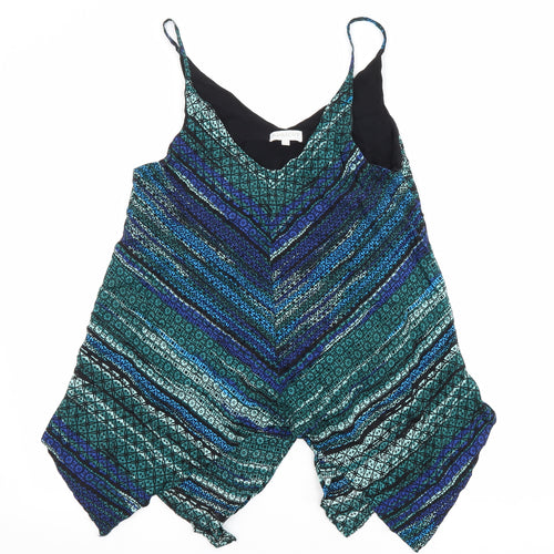 Apricot Womens Multicoloured Geometric Viscose Basic Tank Size 12 V-Neck - Asymmetric Hem