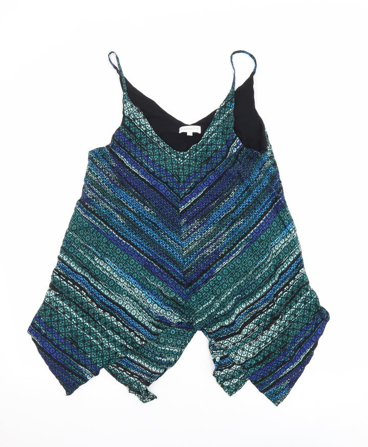 Apricot Womens Multicoloured Geometric Viscose Basic Tank Size 12 V-Neck - Asymmetric Hem