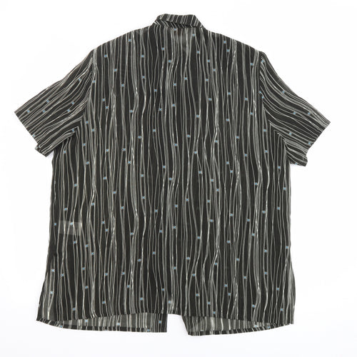 ELVI Womens Black Geometric Polyester Basic Button-Up Size 18 Collared - Sheer