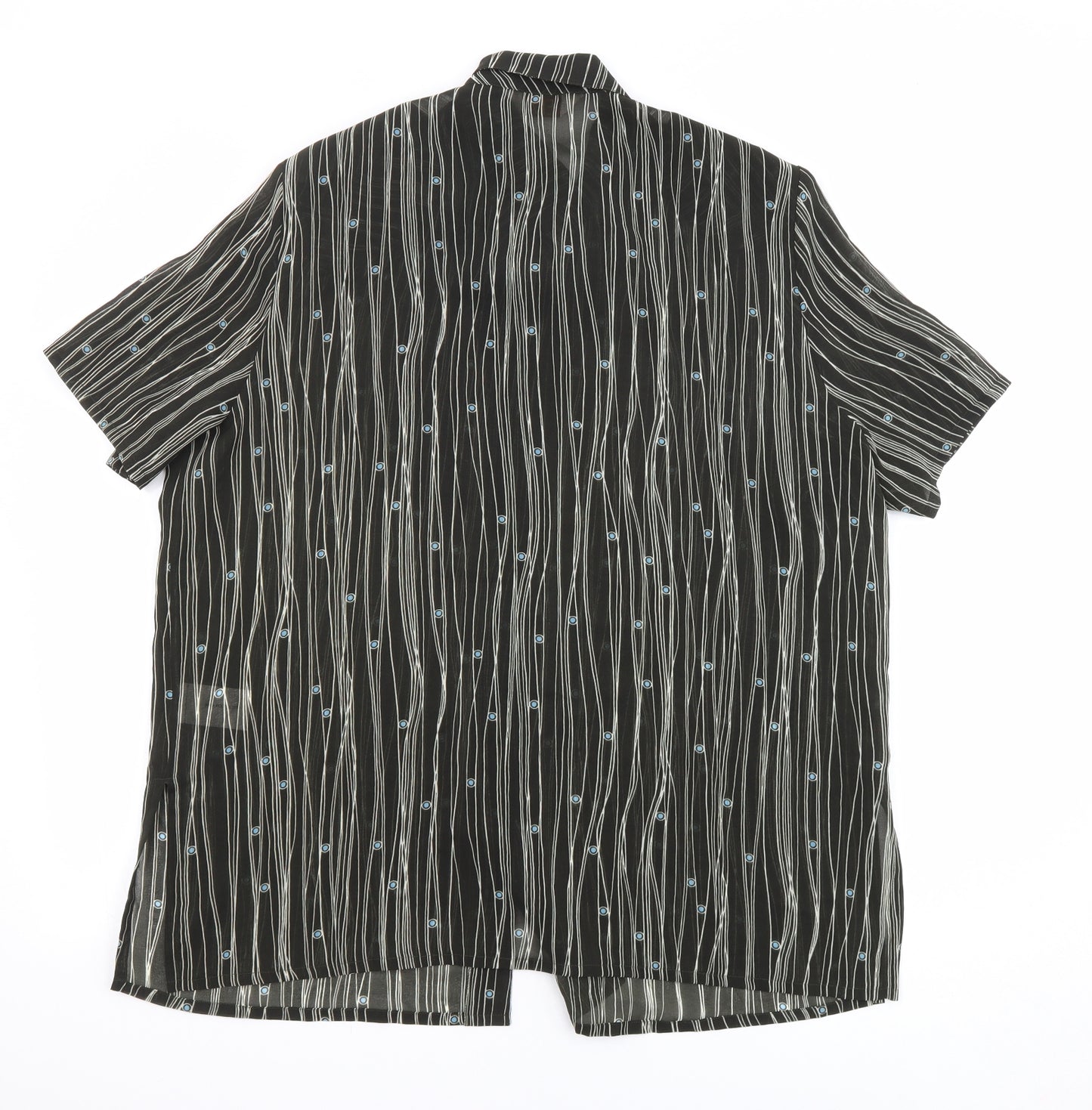 ELVI Womens Black Geometric Polyester Basic Button-Up Size 18 Collared - Sheer
